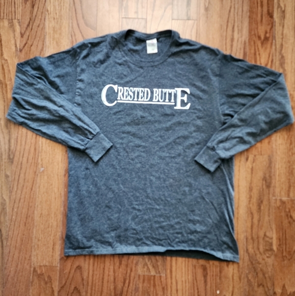 Crested Butte Colorado Unisex Gray Long Sleeve Top Large - Picture 1 of 6